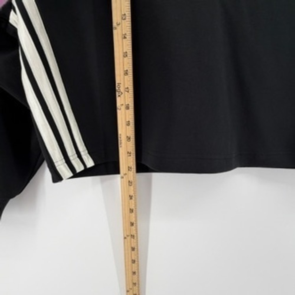 Adidas Womens XL Black Cropped Sweatshirt 3 Stripe Raglan Pullover Logo Top - Picture 6 of 6